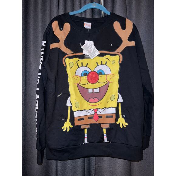 Ugly Christmas Sweater Sweatshirt Xmas Size Large NWT Spongebob - Picture 1 of 4